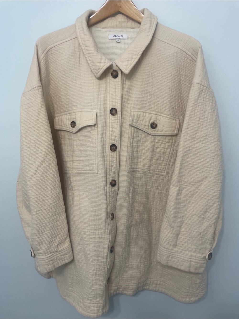 Madewell Cream Quilted Button-Up Jacket